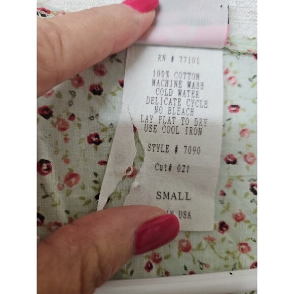 Womens Sz Small B Sport Maternity 100% Cotton Floral Blouse Light Green Boho - Picture 7 of 7